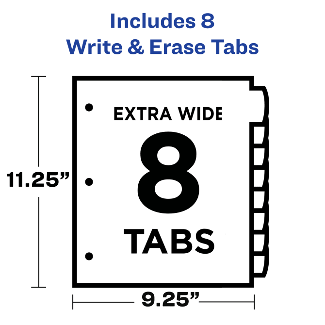 Avery(R) Durable Plastic 8-Tab Write & Erase Dividers for 3 Ring